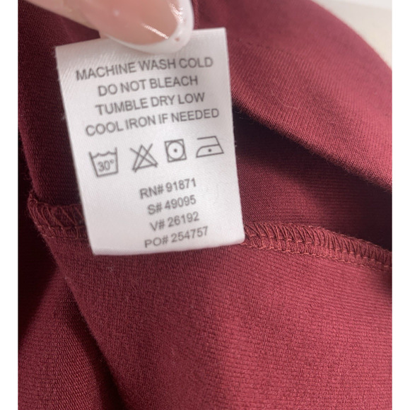 Sahalie Midi Dress Maroon Long Sleeve Stretch Boho Lagenlook Minimalist XL - Picture 7 of 8